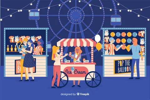 夜市上的一群人