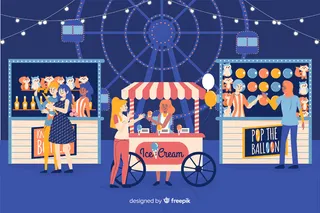 夜市上的一群人