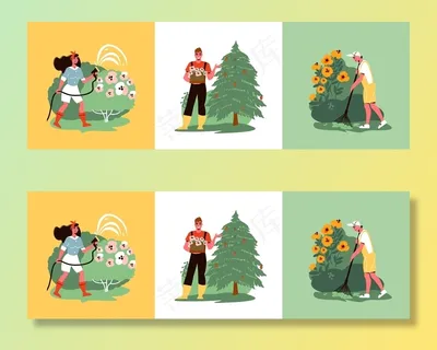 人物与花卉插画的园林设计理念