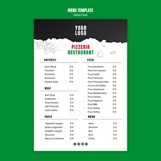 意大利菜模板菜单