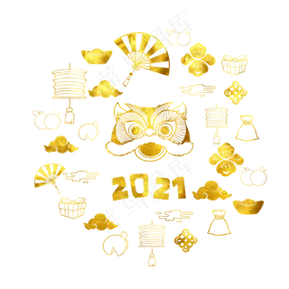 新年线性牛年素材