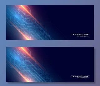 数字技术电路线横幅banner设计