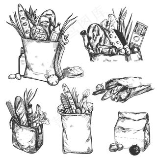 手绘保健品图标集