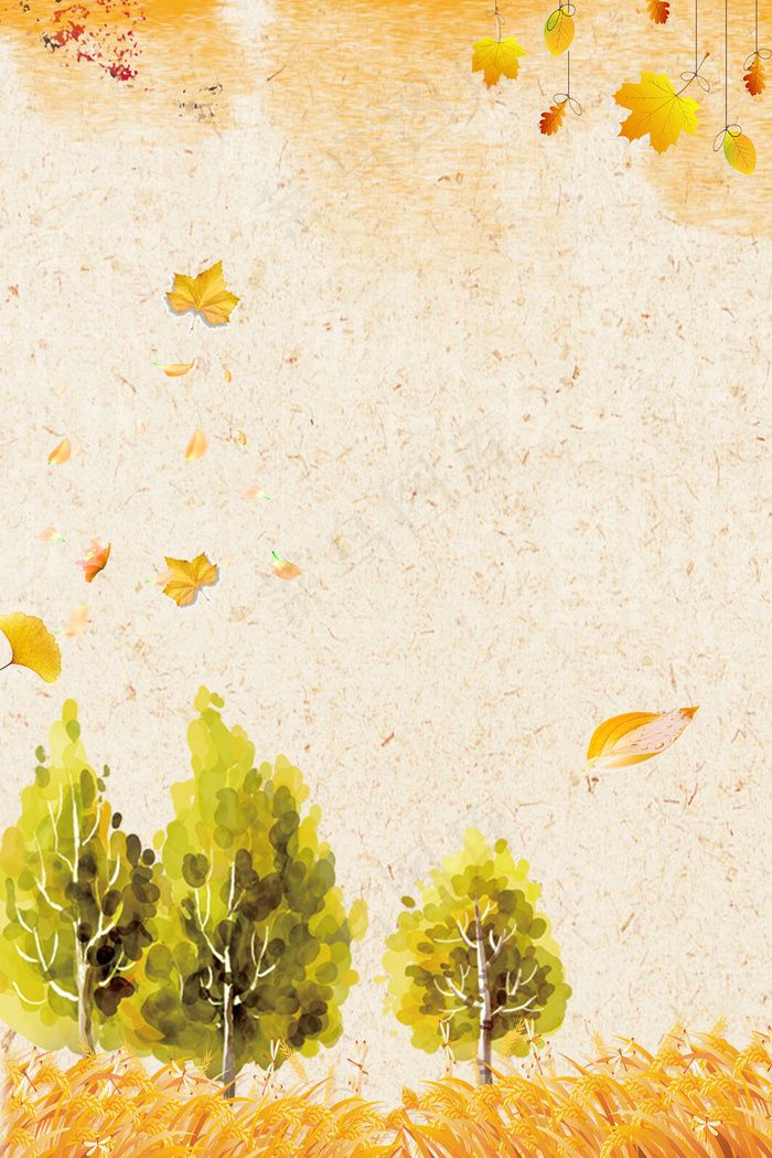 立秋秋季落叶麦田海报