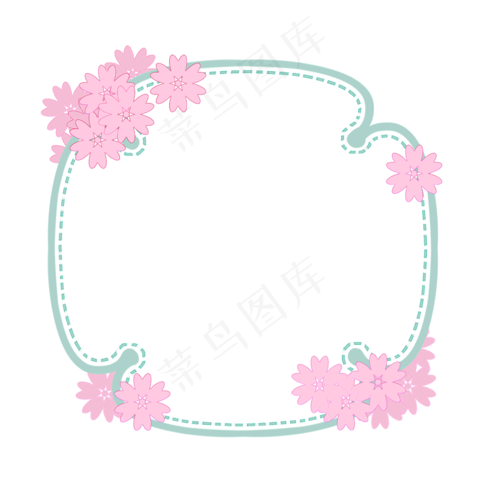 扁平剪纸风小清新花朵边框(2000X2000(DPI:300))psd模版下载