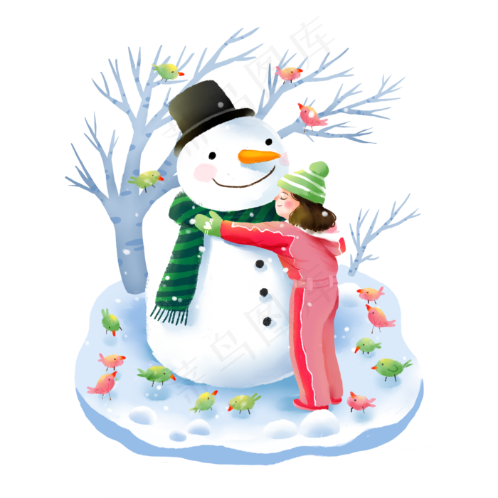 立冬拥抱雪人(2000X2000(DPI:300))psd模版下载