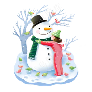 立冬拥抱雪人