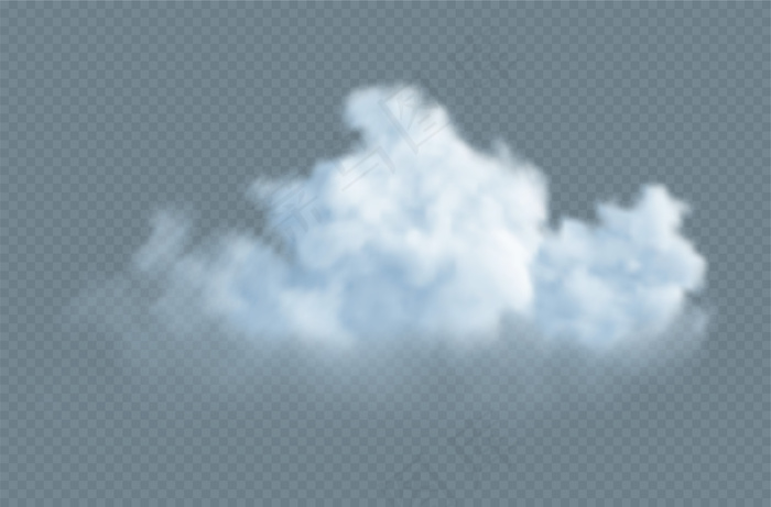 真实的白色蓬松云在透明的屏幕上隔离