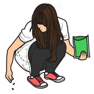 立秋手绘矢量女孩耕种人物透明底