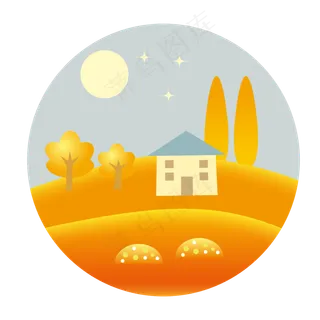 手绘风格秋季场景元素