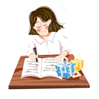 教师节批改作业女教师png素材