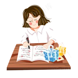教师节批改作业女教师png素材