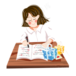 教师节批改作业女教师png素材