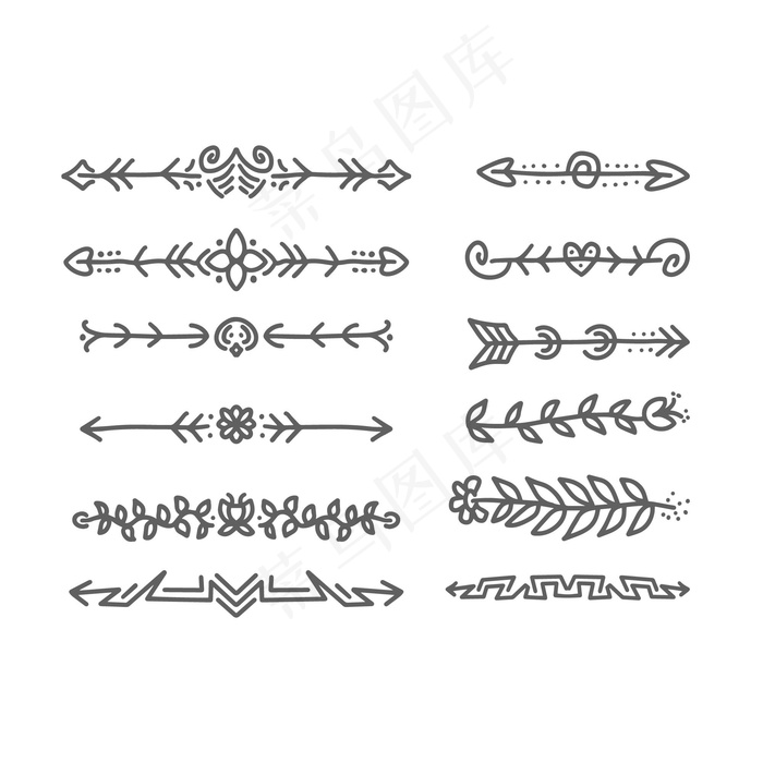 手绘装饰分隔器系列eps,ai矢量模版下载