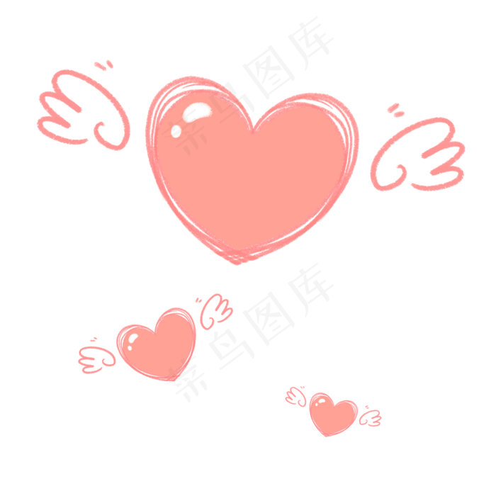 淡粉色治愈七夕情人节翅膀爱心