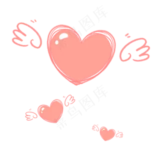 淡粉色治愈七夕情人节翅膀爱心