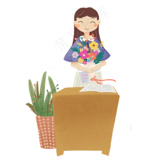 教师节老师收鲜花素材