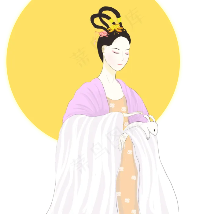 商用手绘中秋嫦娥唯美古风古典插(2000X2000(DPI:300))psd模版下载
