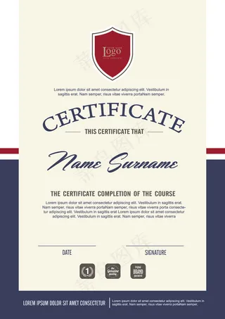 证书模板图案简洁现代，资格证书空白模板美观大方，插图清晰