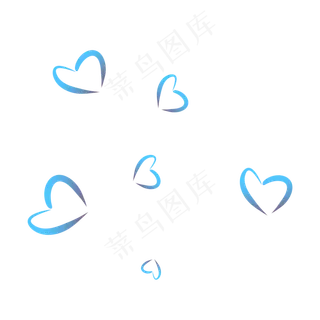 手绘蓝色爱心情人节元素装饰