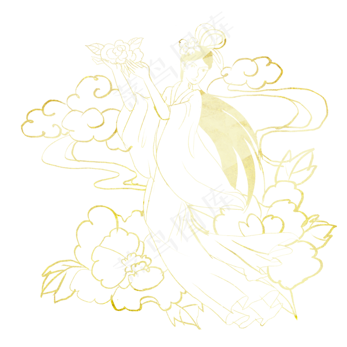 中秋金色奔月嫦娥(2000X2000(DPI:300))psd模版下载
