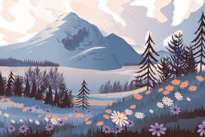 手绘山林春景