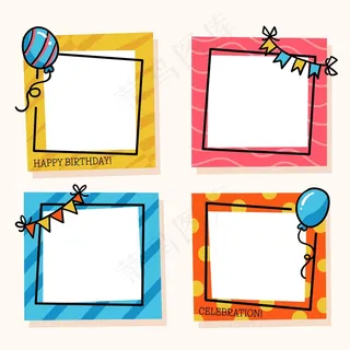 手绘生日拼贴画框系列
