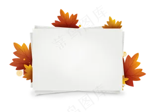 秋天圆形枫叶便签纸