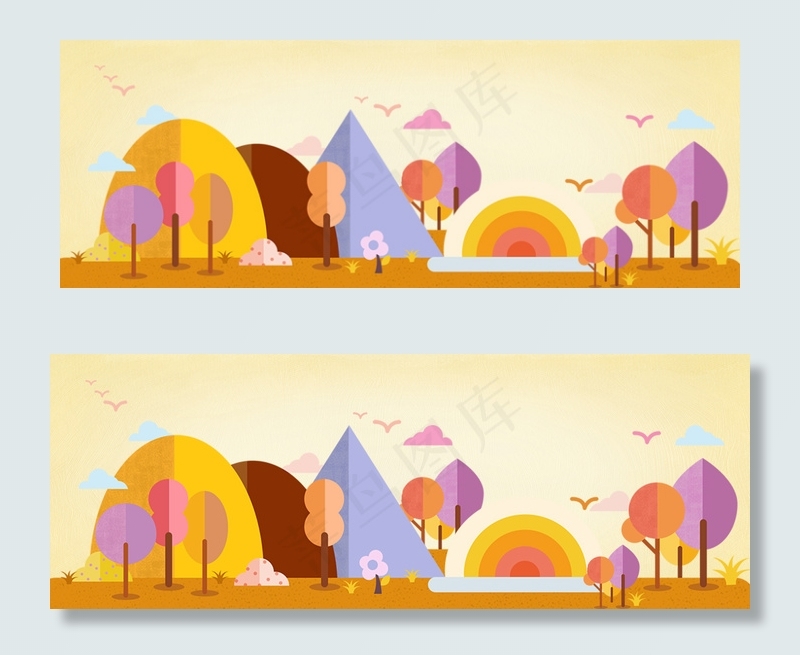 折纸风剪纸风立体明黄色的秋天