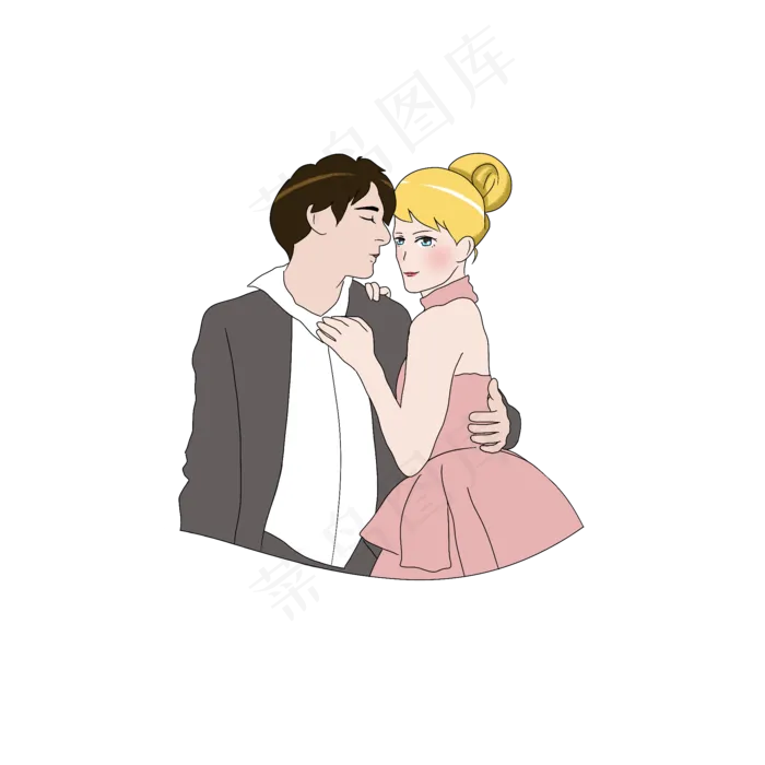 中世纪浪漫相拥男女情人(2000X2000(DPI:300))psd模版下载