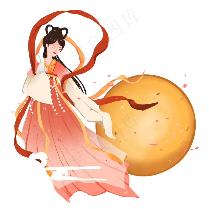 中秋节怀抱玉兔的嫦娥飞天(2000X2000(DPI:300))psd模版下载