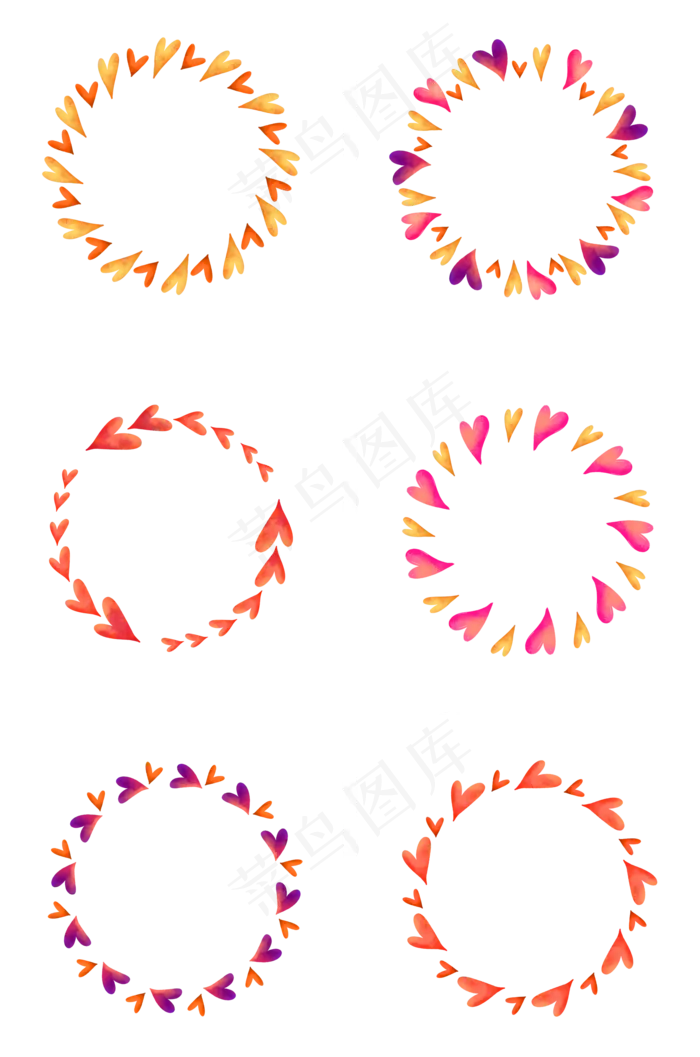 水彩爱心圆环组图2(2000X3020(DPI:300))psd模版下载