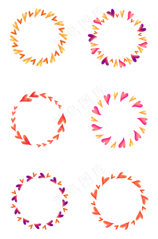 水彩爱心圆环组图2