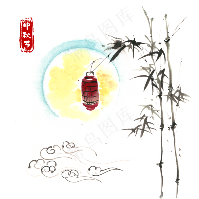 中秋节竹子与红灯笼(1125X2436(DPI:72))psd模版下载