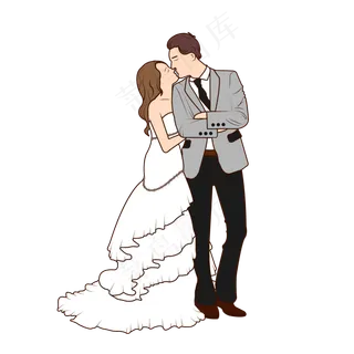 七夕情人节手绘矢量情侣人物