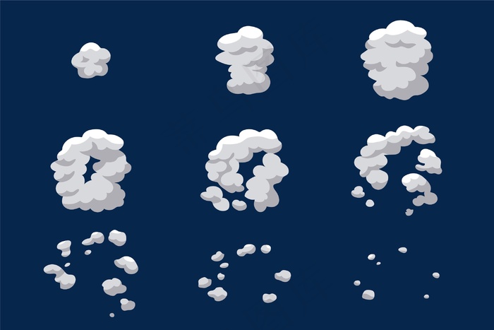 卡通烟雾元素动画帧