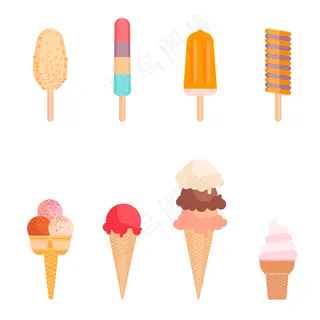 一套冰淇淋和冰棒