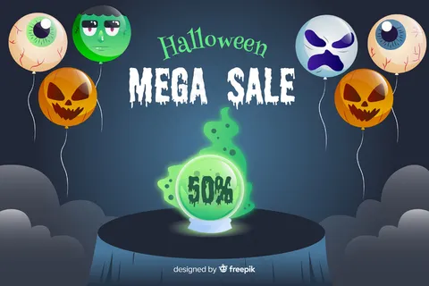 具有平面设计背景的万圣节销售概念