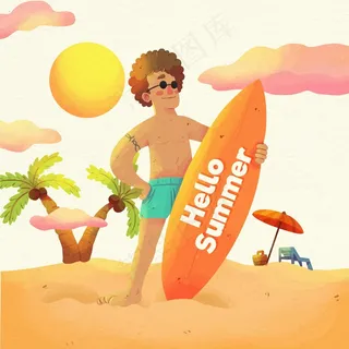 水彩画夏季概念