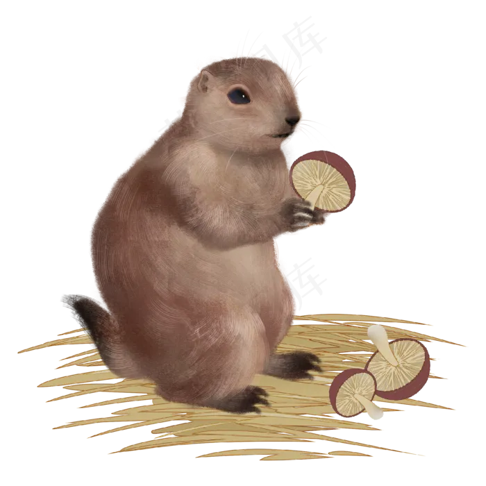 土拨鼠蘑菇秋天动物(2000X2000(DPI:300))psd模版下载