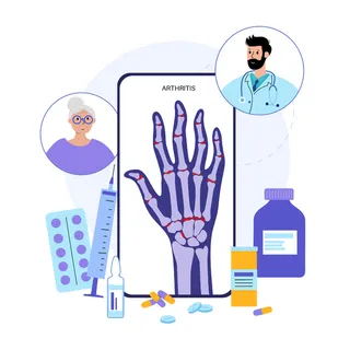 X 光检查手上的疼痛和炎症。在线与医生交谈 X 光检查手上的疼痛和炎症。在线与医生交谈