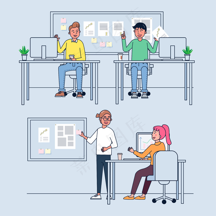 在办公室工作的商务人士