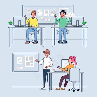 在办公室工作的商务人士