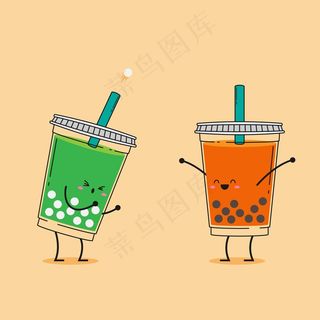 可爱的川井泡茶插画