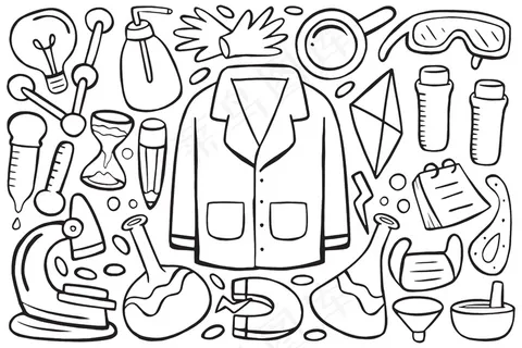 卡通风格的科学涂鸦插图