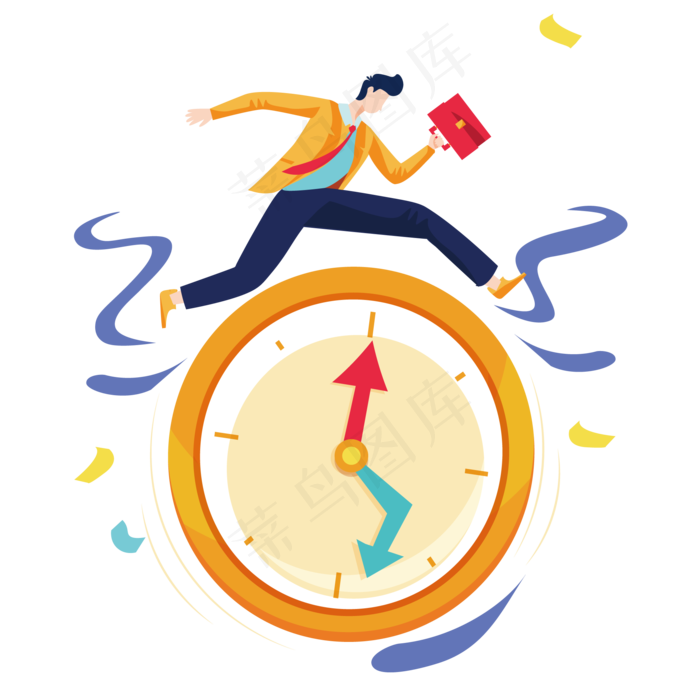 收益理财礼品奔跑商人插画