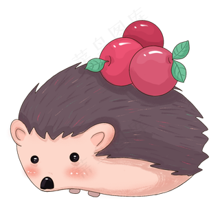 秋天刺猬果实苹果