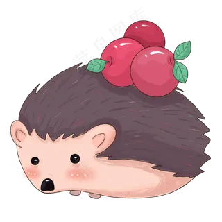 秋天刺猬果实苹果