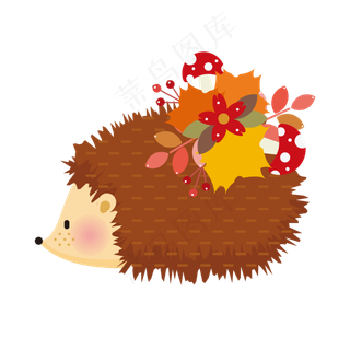 秋季秋天的刺猬和秋叶