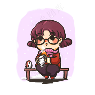 立冬手绘风吃红薯